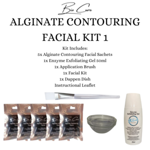 Alginate Contouring Facial Kit 1 (5xAlgin Pouch+1xEnzyme Exfo+1x App Brush+1xDap Dish+Instr+Video)
