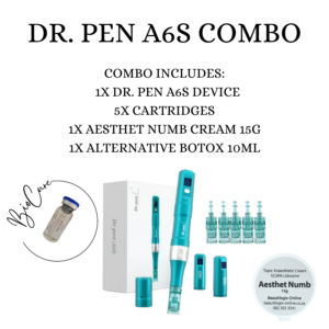 Dr. Pen A6s Combo 3 (A6s Device + 5x Cartridges + 1x Aesthet 15g + 1x Alt Botox)