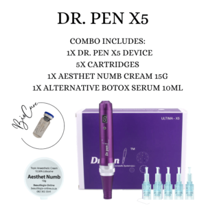 Dr. Pen X5 Combo 3 (X5 Device + 5x Cartridges + 1x Aesthet 15g + 1x Alt Botox)